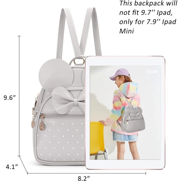 Bowknot Polka Dot Mini Backpack And Convertible Shoulder Bag Purse for Women - Picture 2 of 7